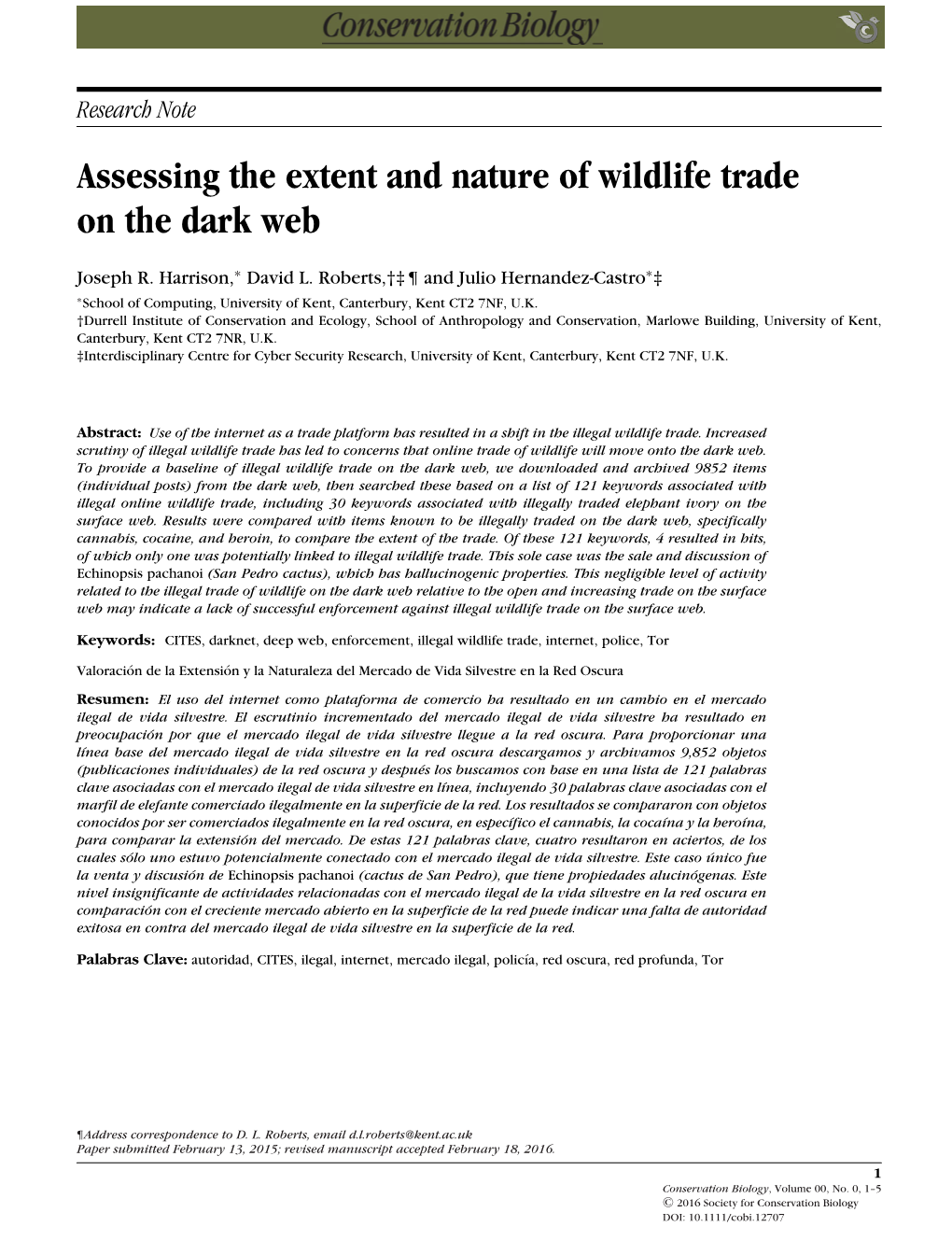 Assessing the Extent and Nature of Wildlife Trade on the Dark Web