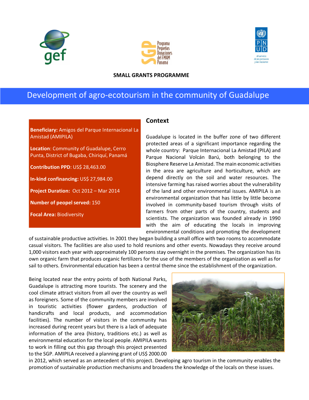 Development of Agro-Ecotourism in the Community of Guadalupe