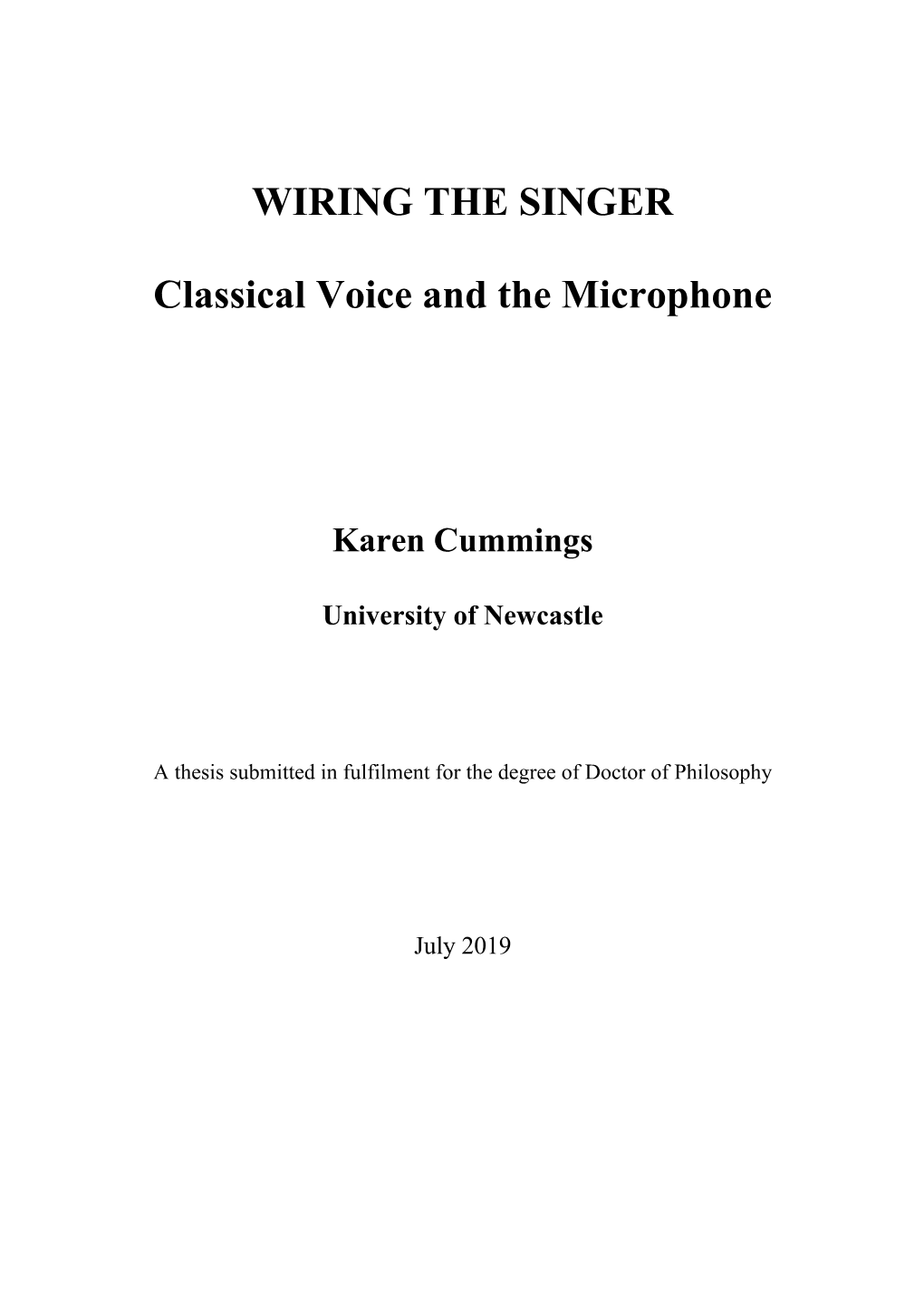 WIRING the SINGER Classical Voice and the Microphone