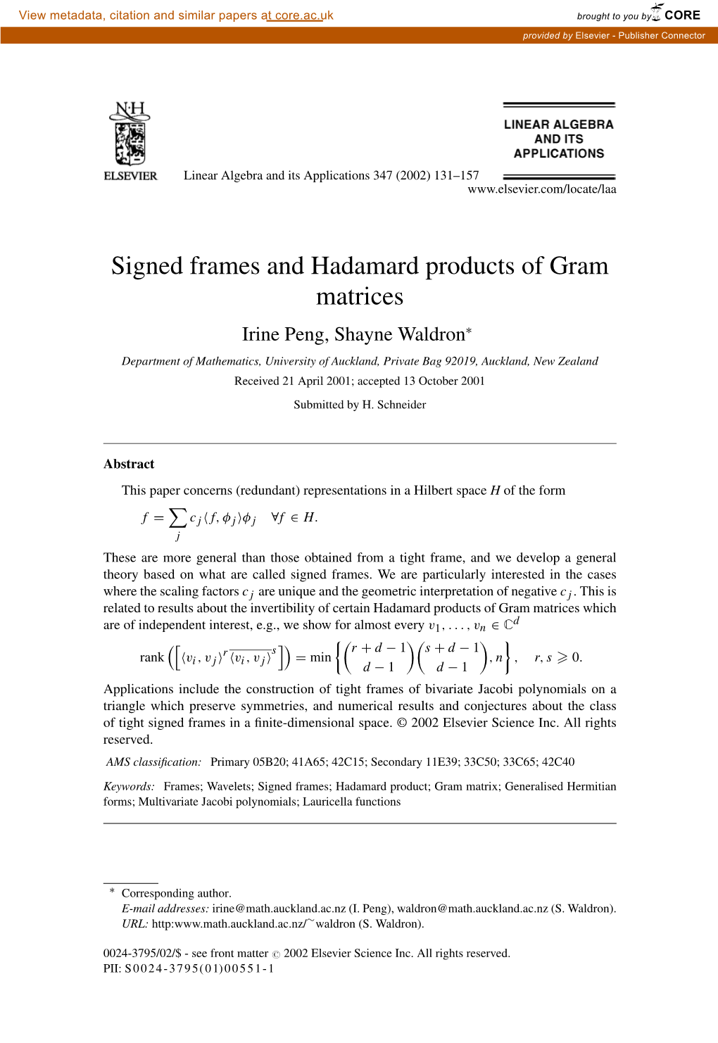 Signed Frames and Hadamard Products of Gram Matrices