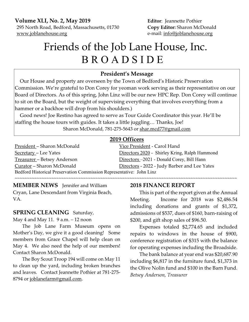 Friends of the Job Lane House, Inc