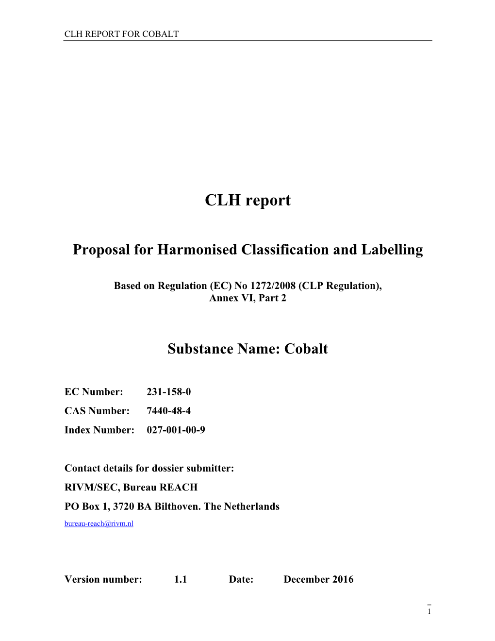 Clh Report for Cobalt