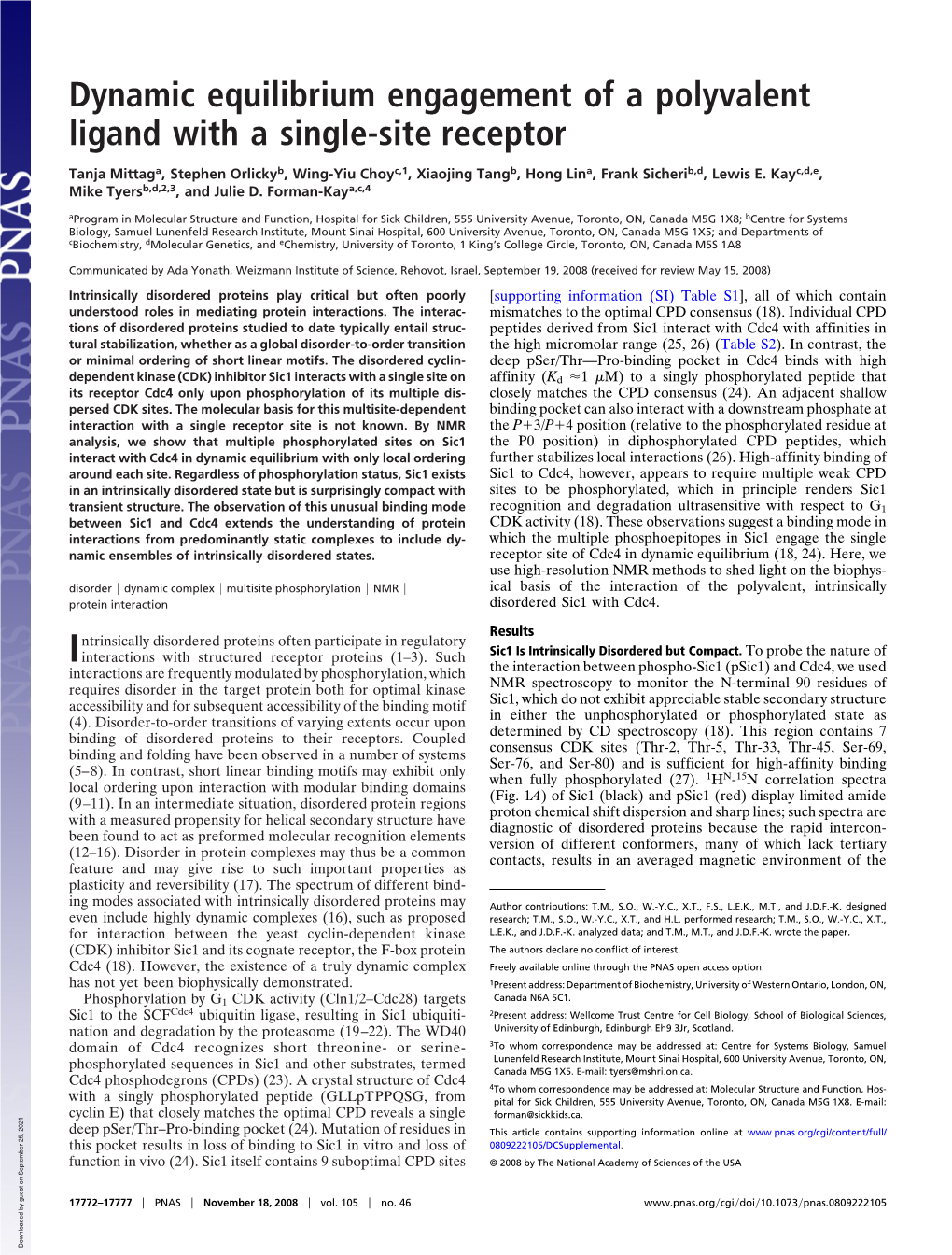 Dynamic Equilibrium Engagement of a Polyvalent Ligand with a Single-Site Receptor