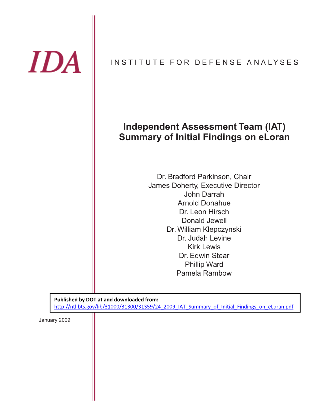 Independent Assessment Team (IAT) Summary of Initial Findings on Eloran