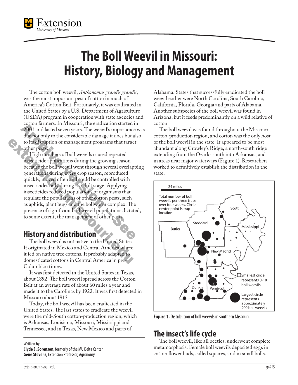 The Boll Weevil in Missouri: History, Biology and Management