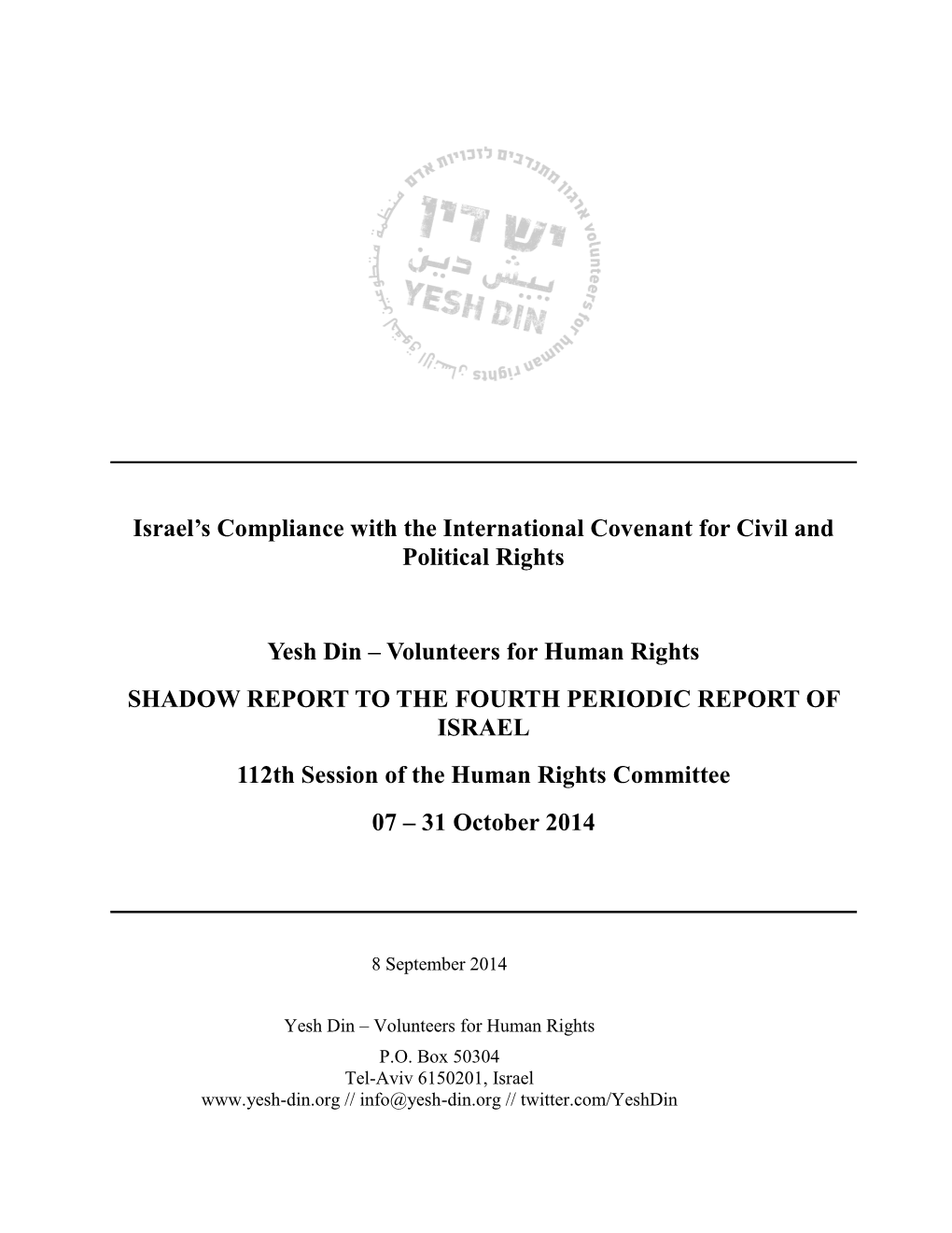 Israel's Compliance with the International Covenant for Civil And