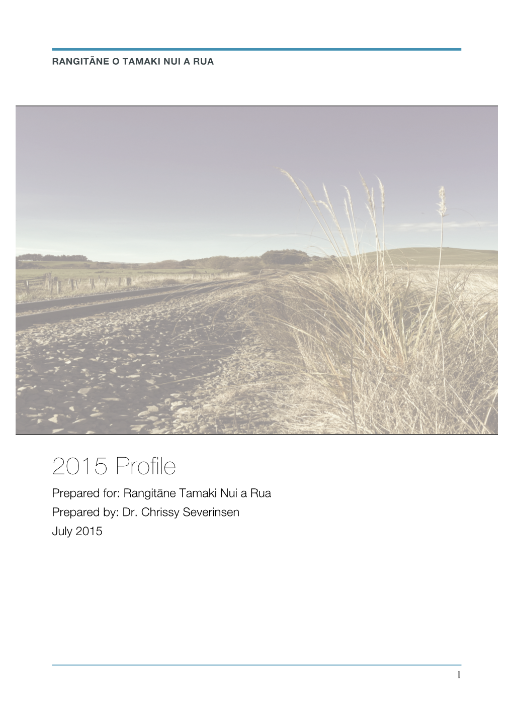 2015 Profile Prepared For: Rangitāne Tamaki Nui a Rua Prepared By: Dr