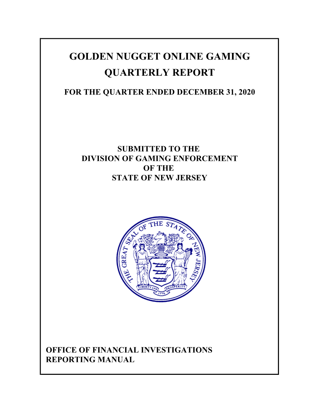 Golden Nugget Online Gaming Quarterly Report