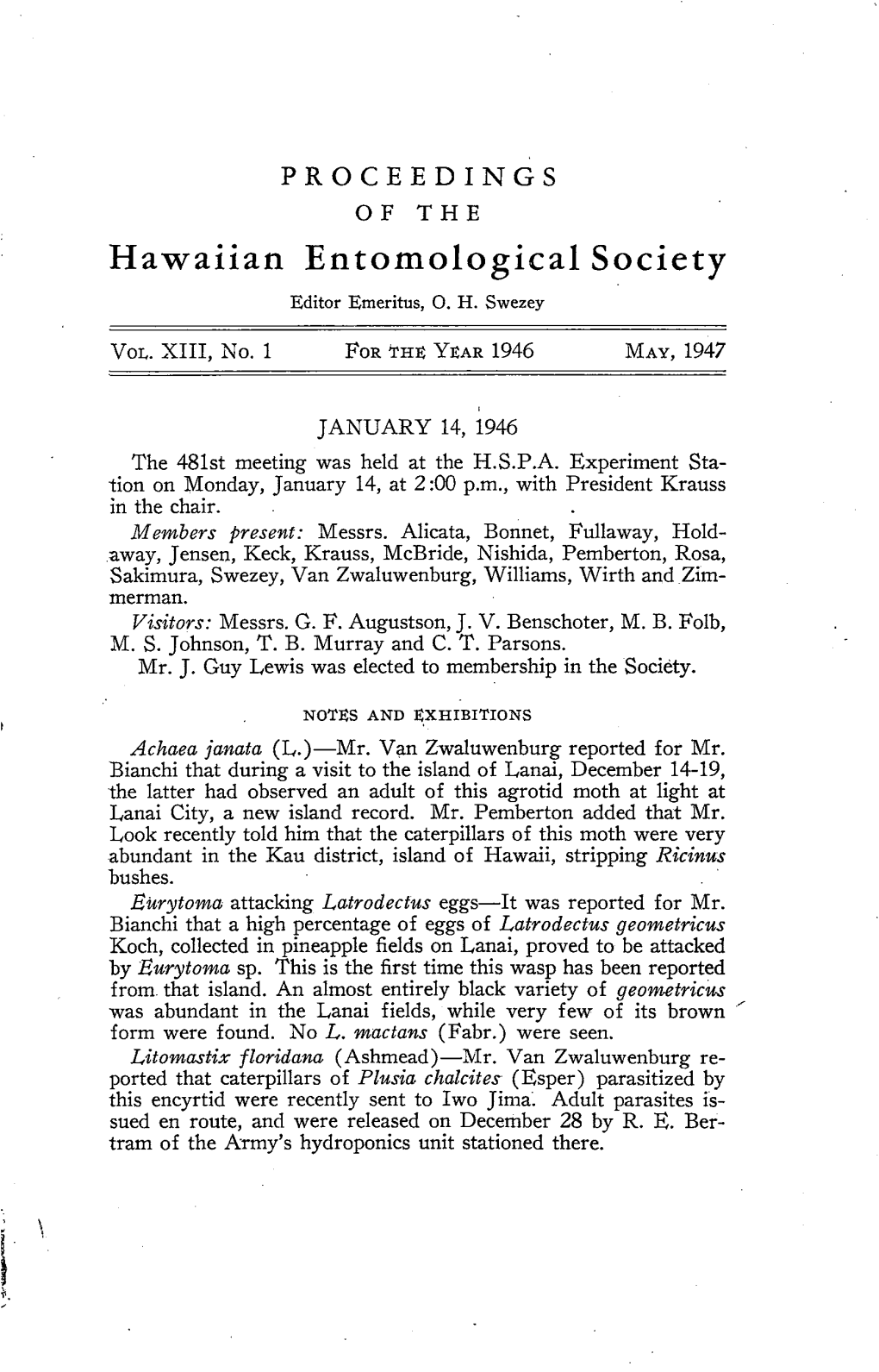 Hawaiian Entomological Society