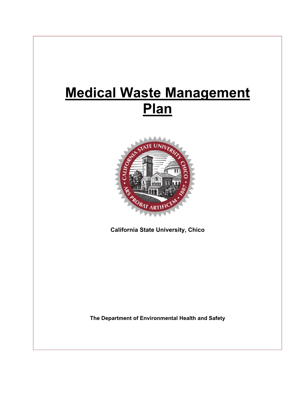 Medical Waste Management Plan