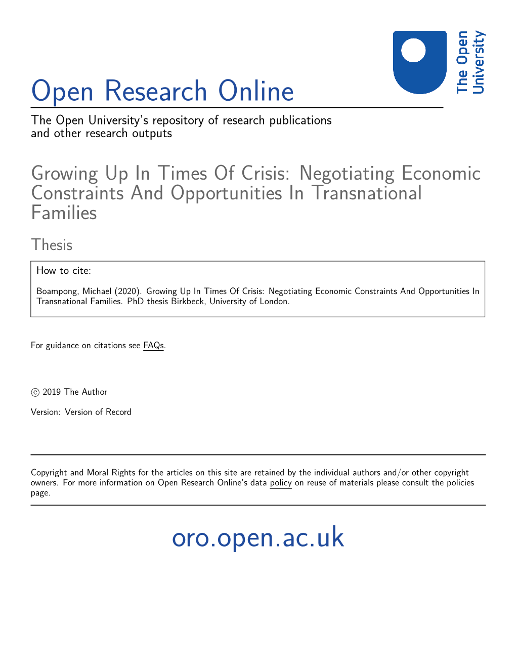 Open Research Online Oro.Open.Ac.Uk