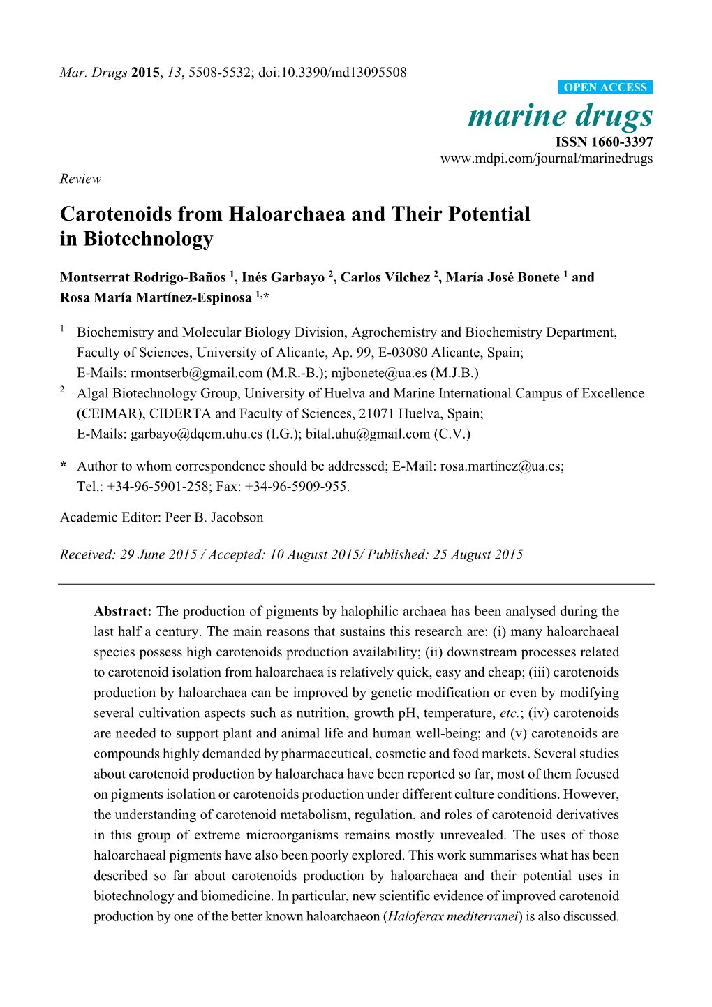 Carotenoids from Haloarchaea and Their Applications in Biotechnology