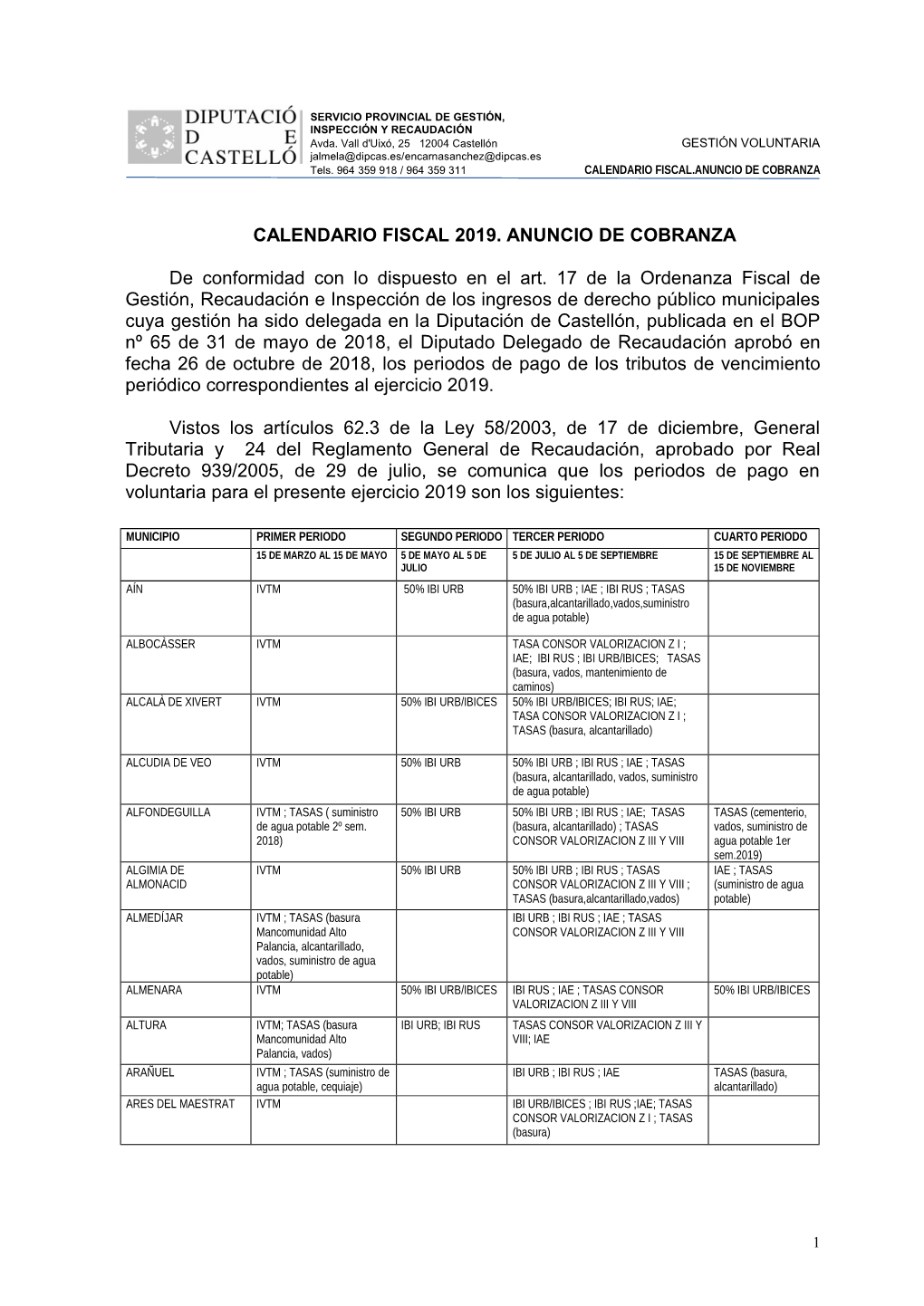 CALENDARIO FISCAL 2019.Pdf