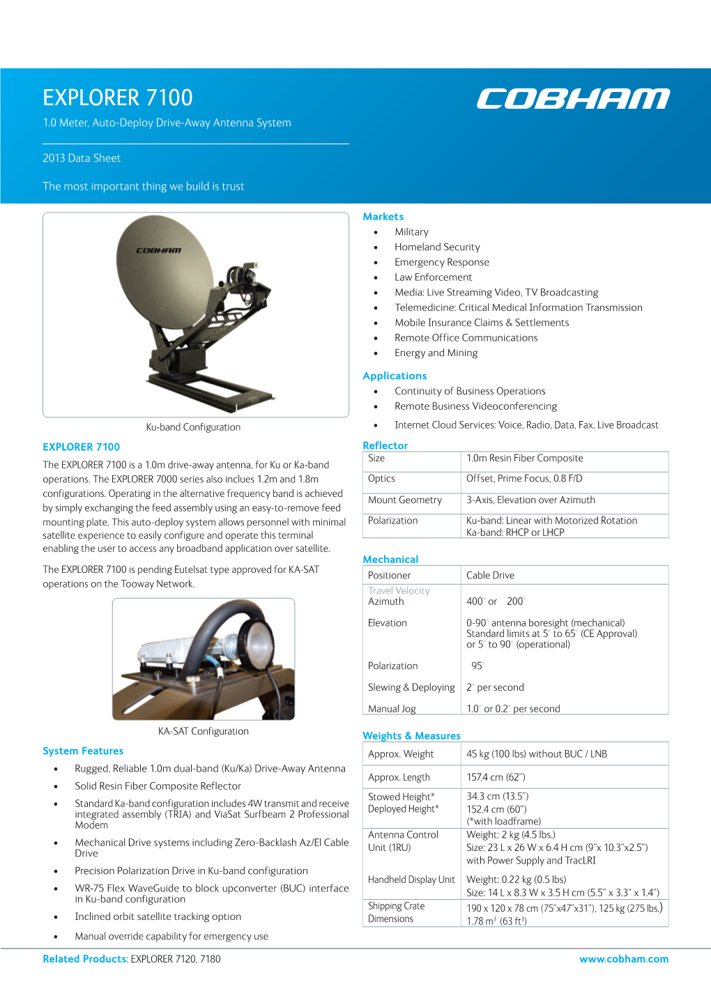 EXPLORER 7100 1.0 Meter, Auto-Deploy Drive-Away Antenna System