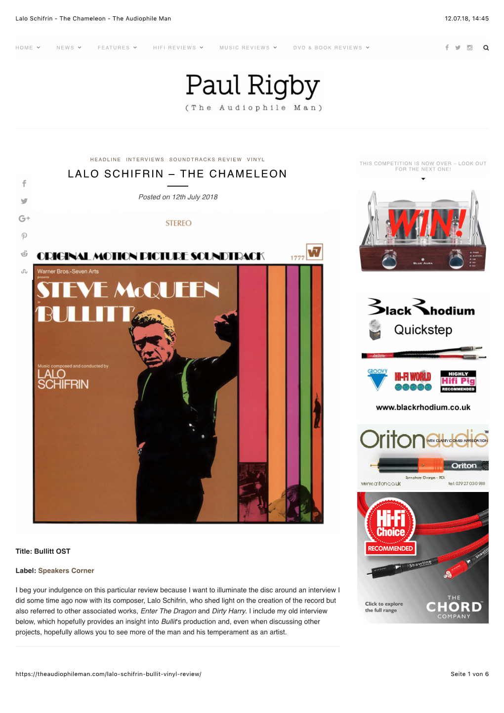 Lalo Schifrin - the Chameleon - the Audiophile Man 12.07.18, 14�45