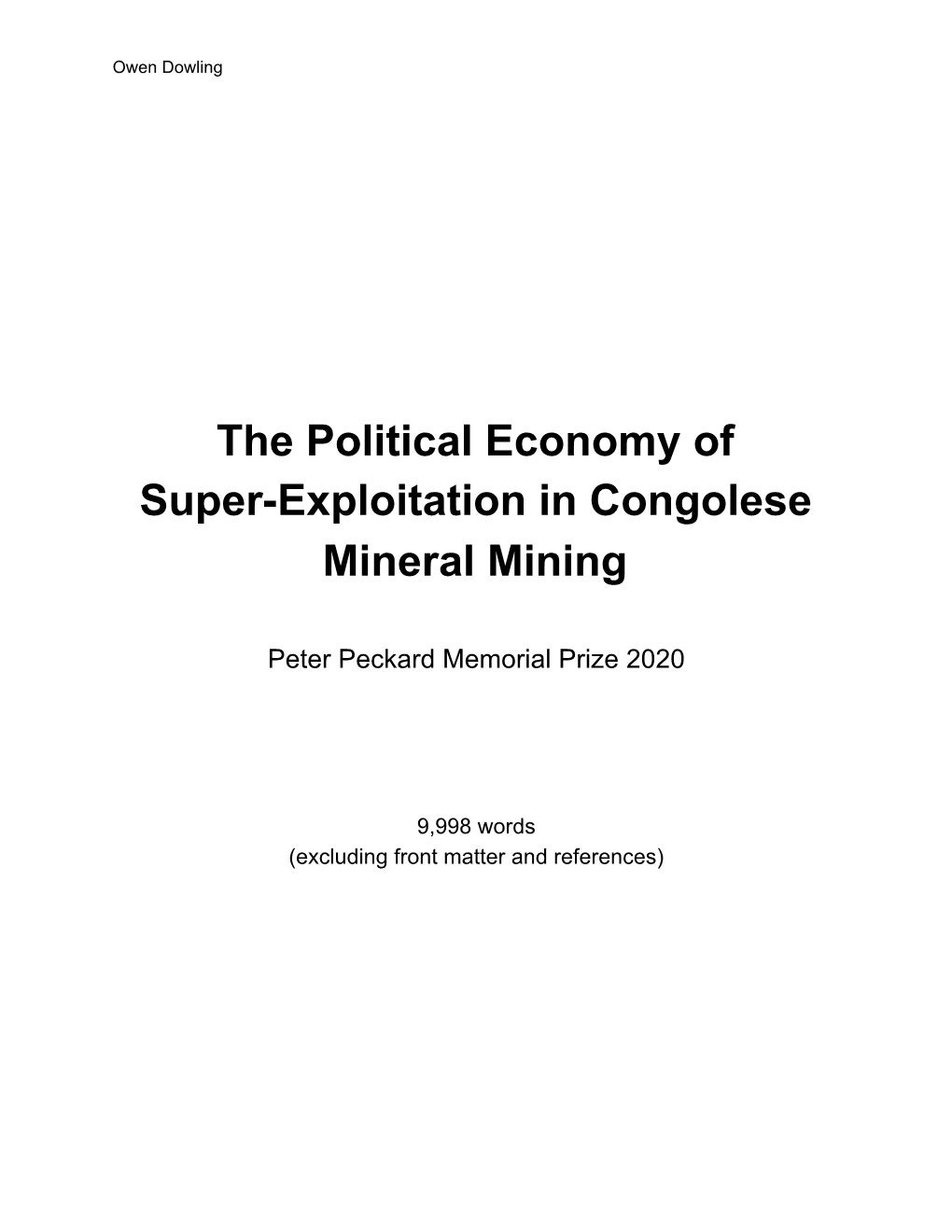 The Political Economy of Super-Exploitation in Congolese Mineral Mining