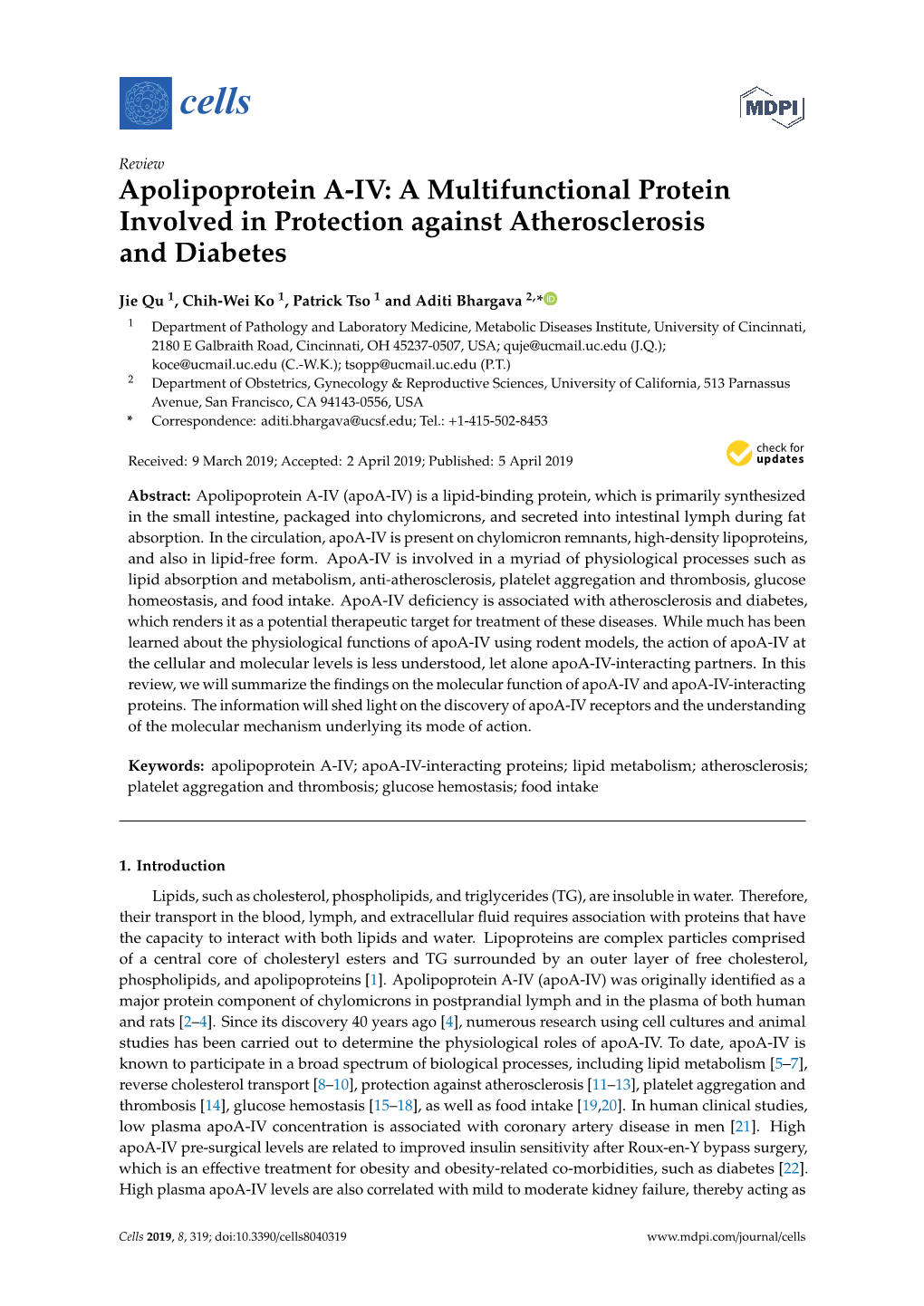 Apolipoprotein A-IV: a Multifunctional Protein Involved in Protection Against Atherosclerosis and Diabetes