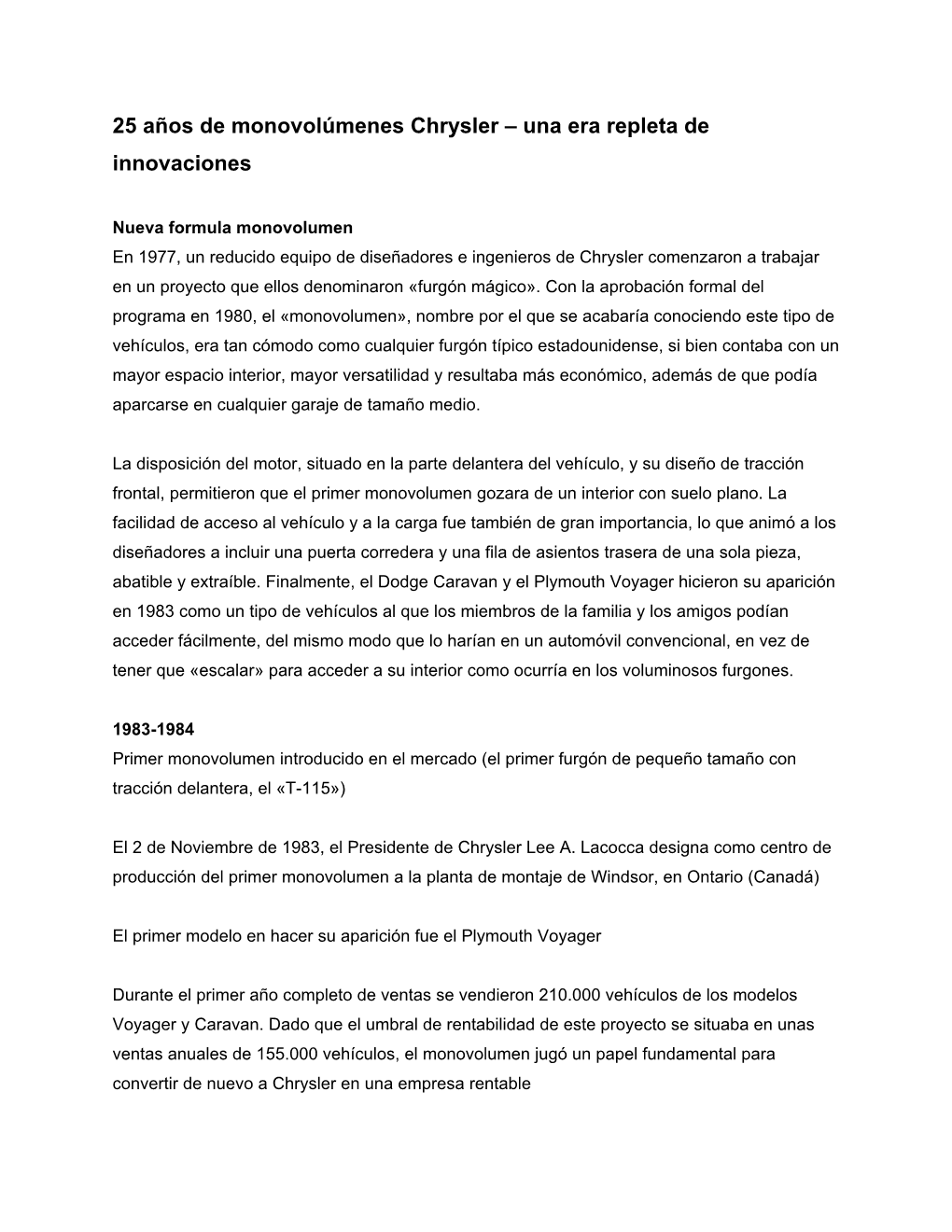25 Años De Monovolúmenes Chrysler – Una Era Repleta De Innovaciones