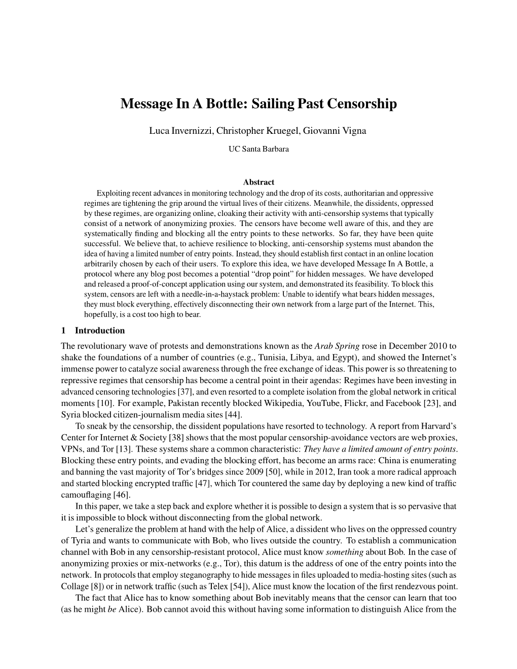 Message in a Bottle: Sailing Past Censorship
