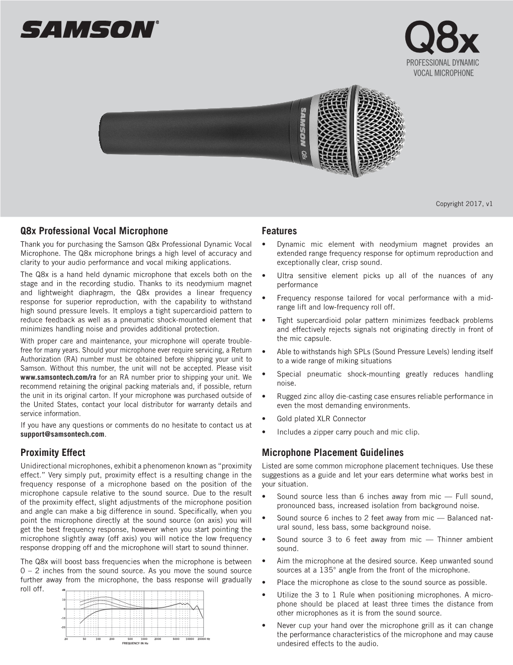 Features Q8x Professional Vocal Microphone Proximity Effect