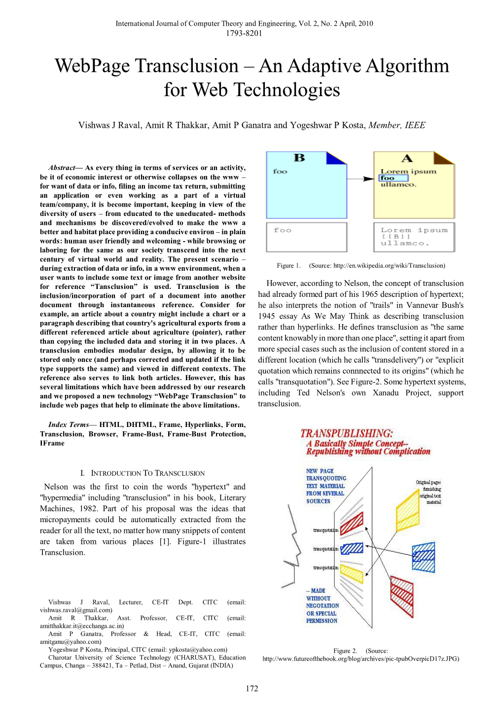 Webpage Transclusion – an Adaptive Algorithm for Web Technologies