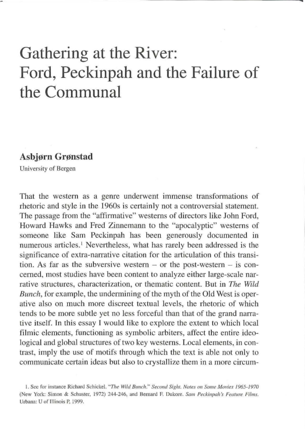 Ford, Peckinpah and the Failure of the Communal