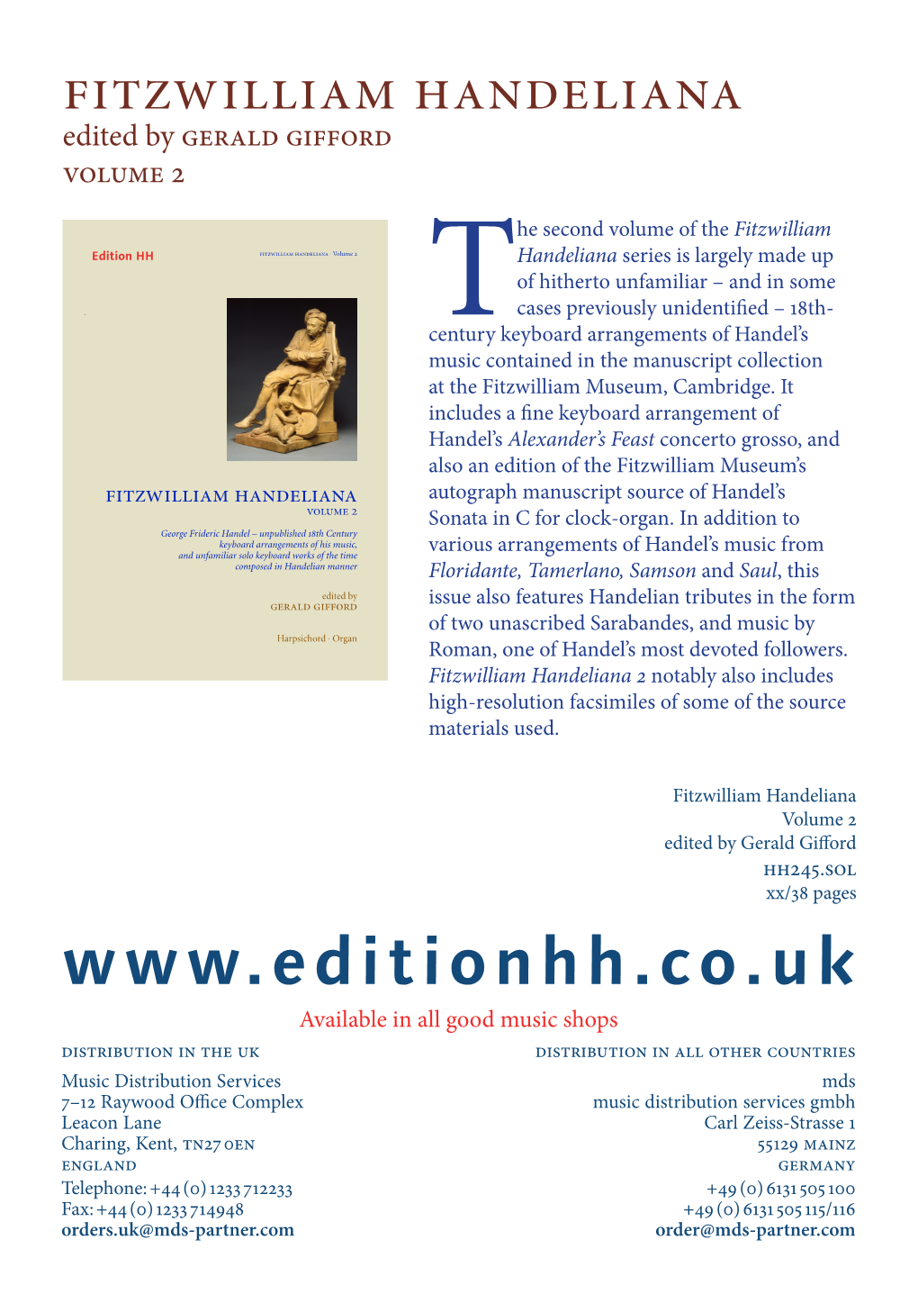 Fitzwilliam Handeliana Edited by Gerald Gifford Volume 2