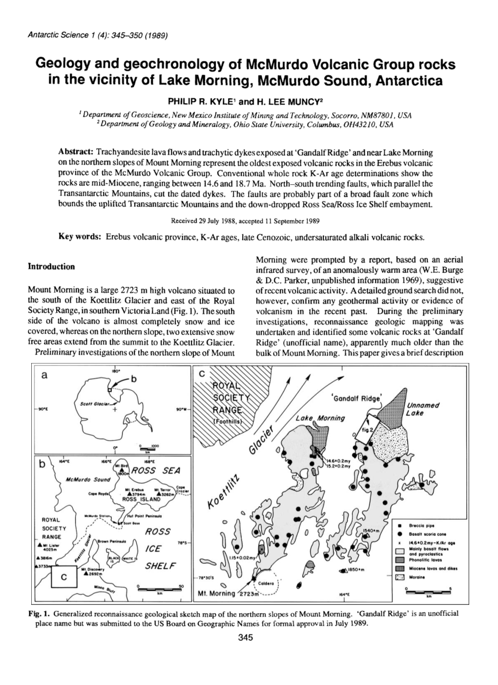 Geology and Geochronology of Mcmurdo Volcanic Group Rocks in the Vicinity of Lake Morning, Mcmurdo Sound, Antarctica