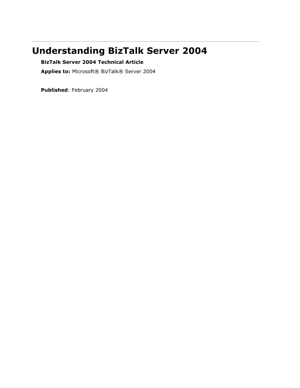 Understanding Biztalk Server 2004