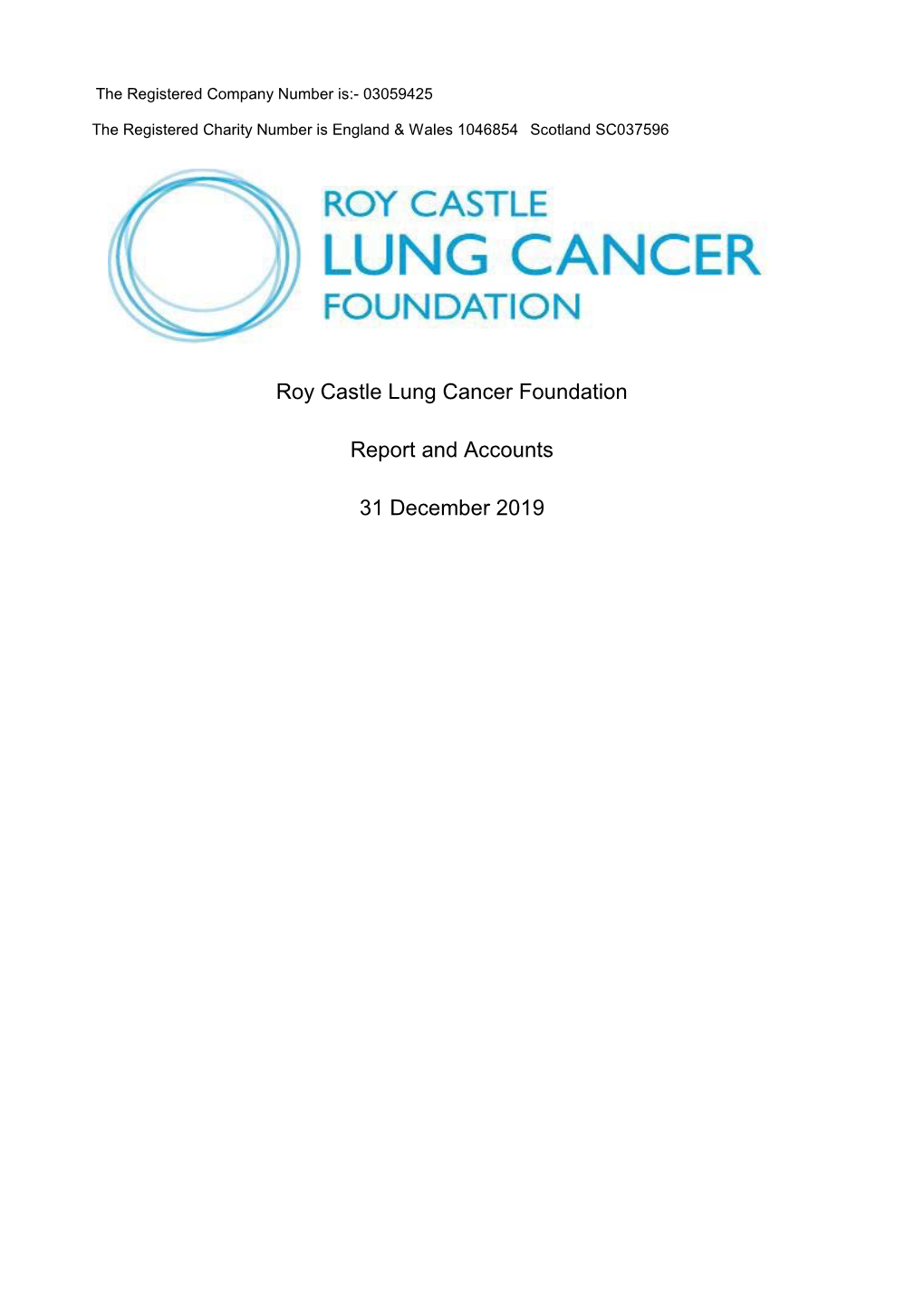 Roy Castle Lung Cancer Foundation Report and Accounts 31 December