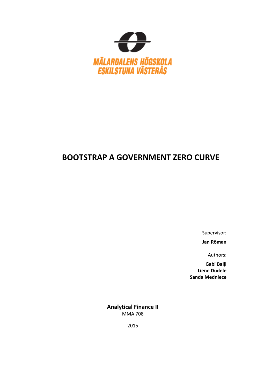 Bootstrap a Government Zero Curve