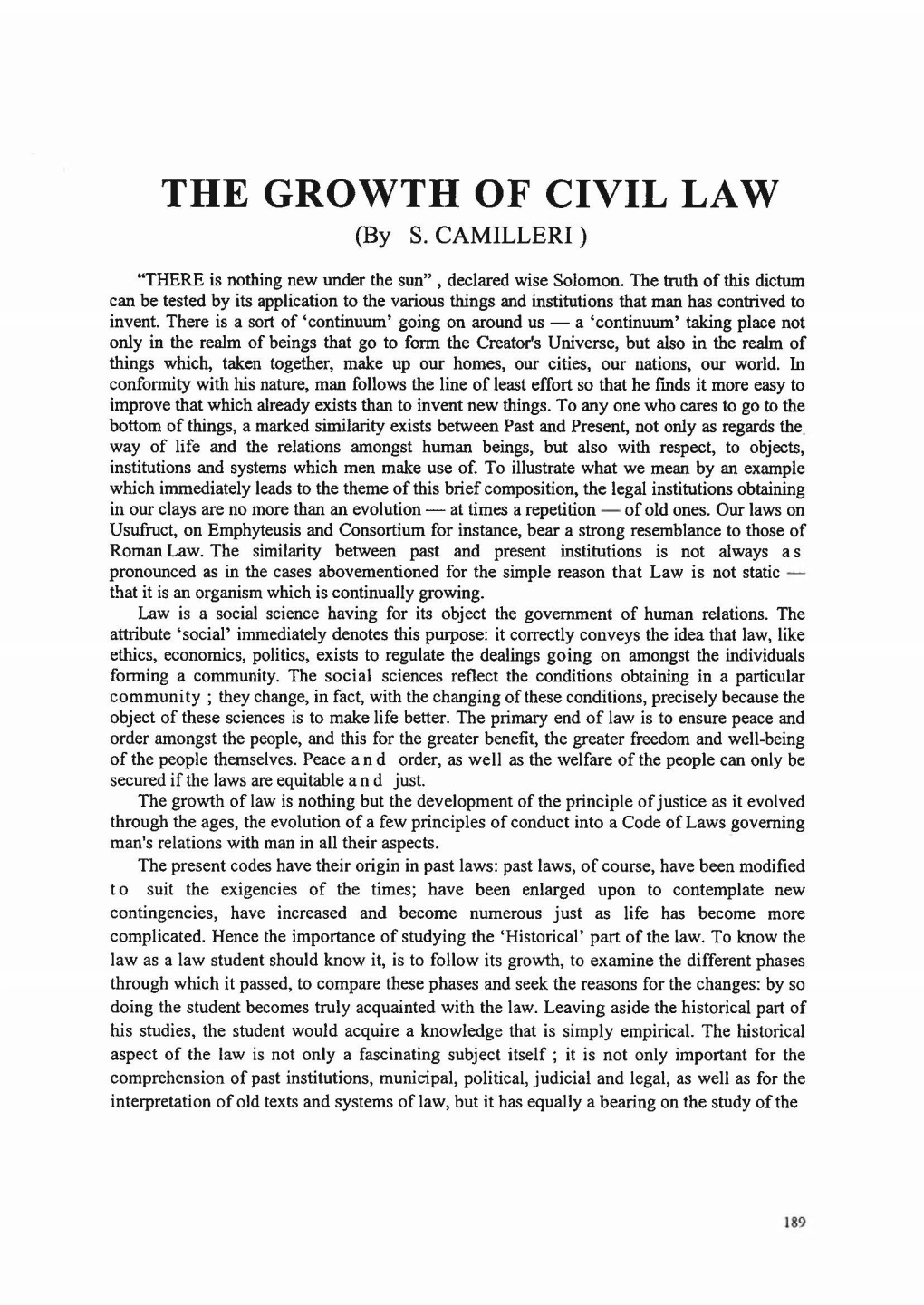 THE GROWTH of CIVIL LAW (By S