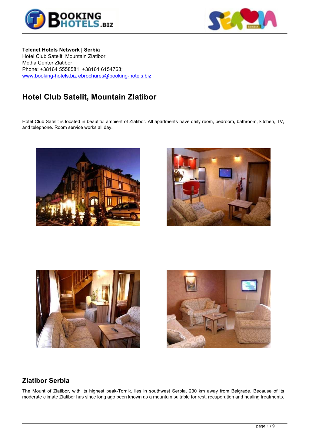 En Ebrochures 388 | Hotel Club Satelit, Mountain Zlatibor