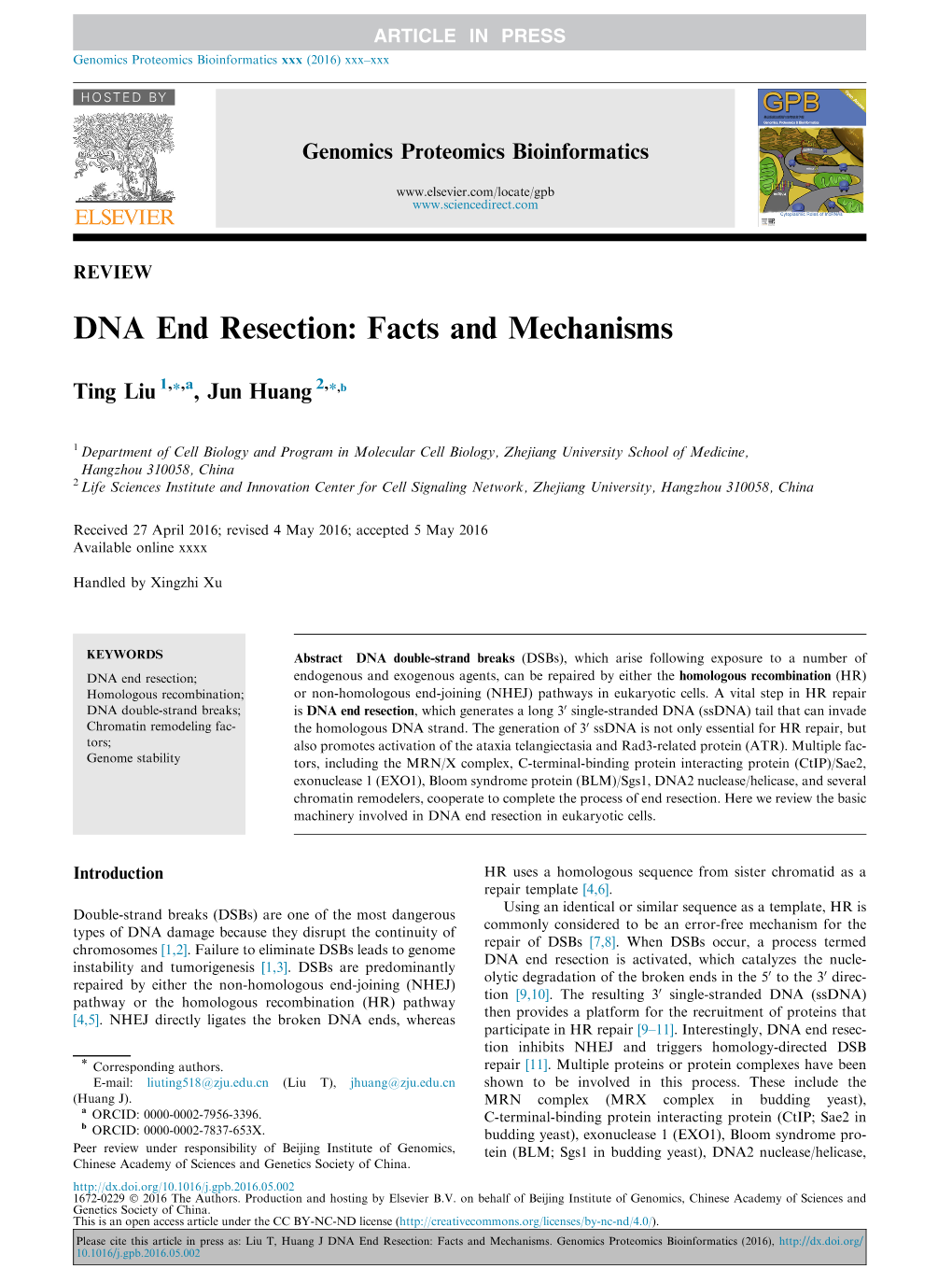 DNA End Resection: Facts and Mechanisms