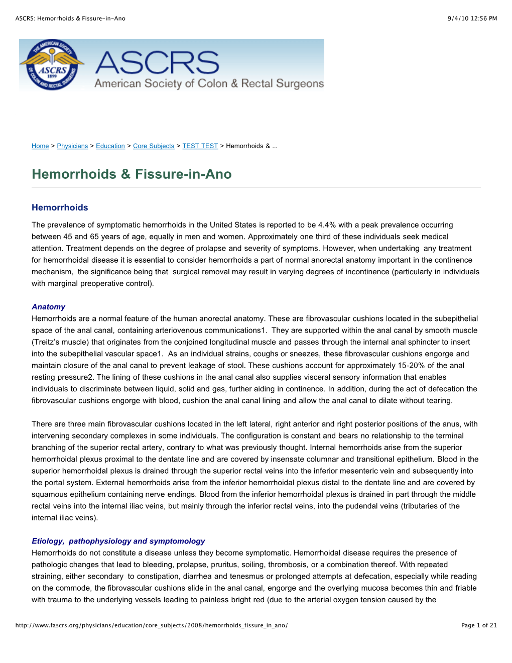 Hemorrhoids & Fissure-In-Ano