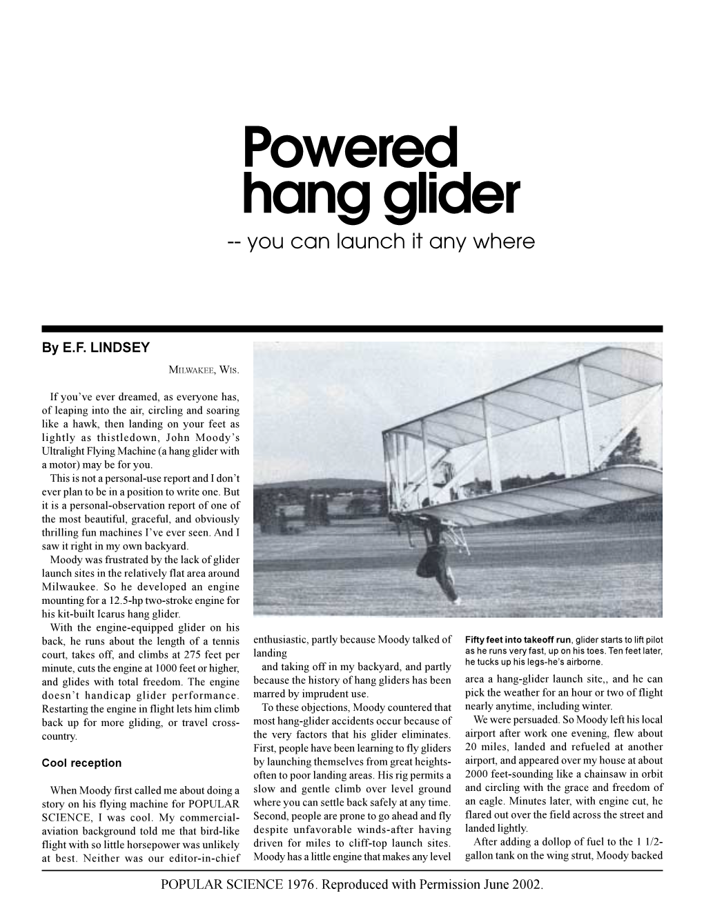 Powered Hang Glider -- You Can Launch It Any Where