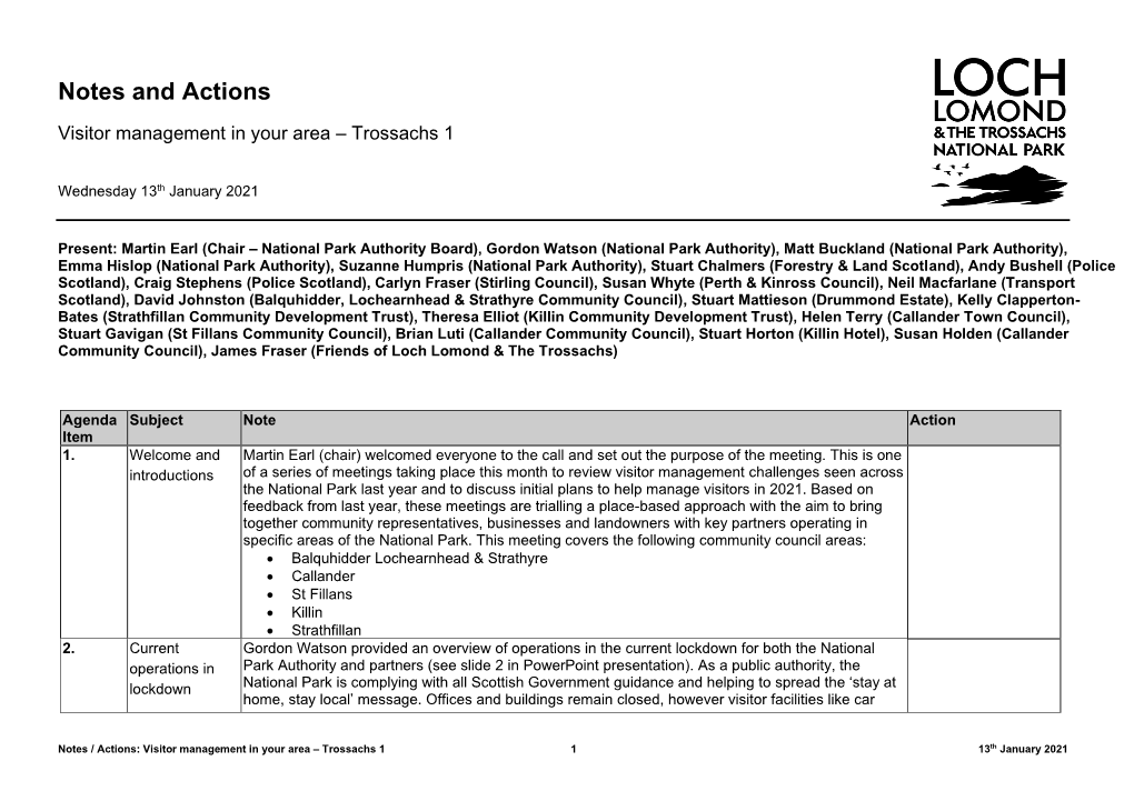 Meeting Notes Visitor Management in Your Area Trossachs 1.Pdf