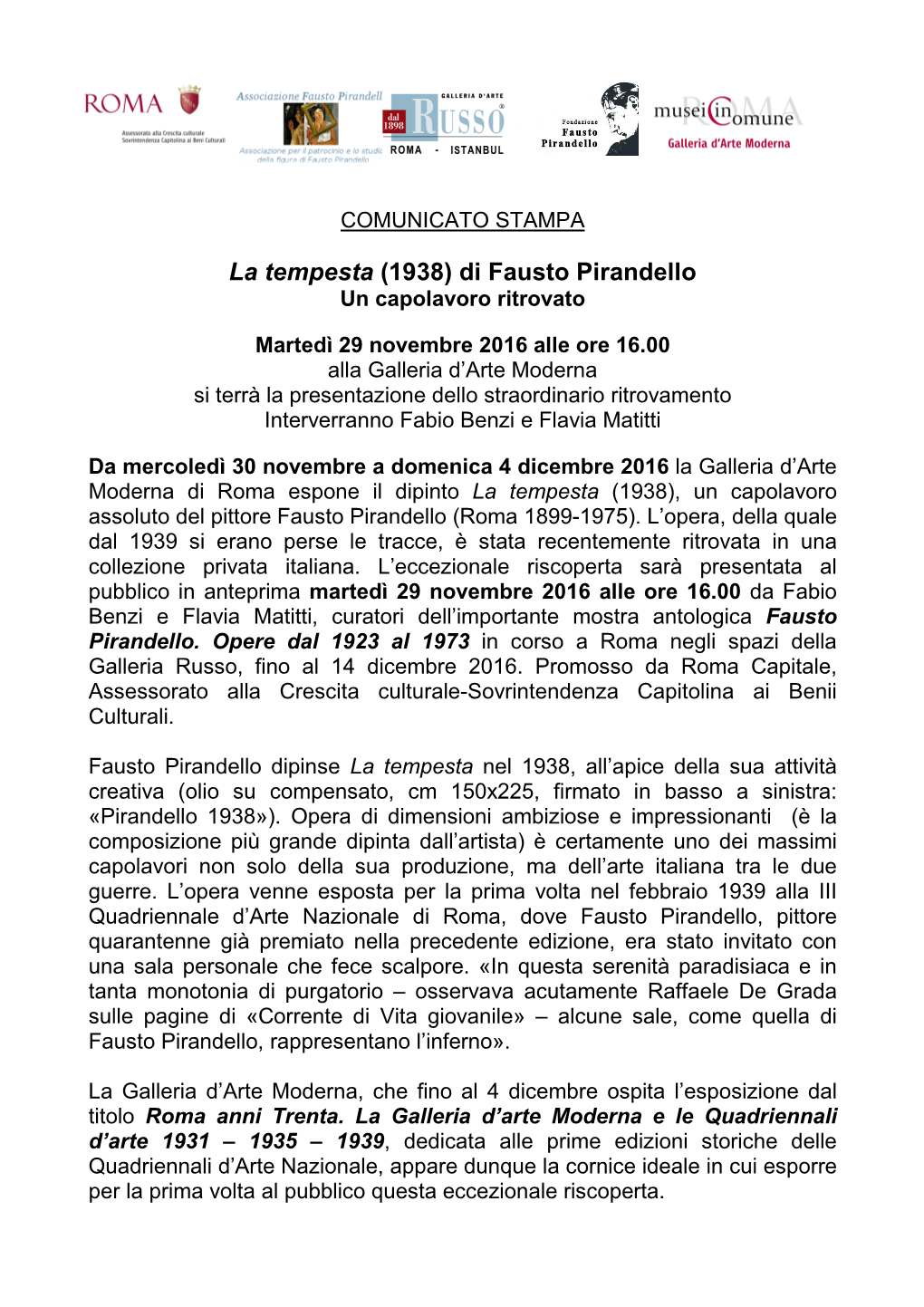 La Tempesta (1938) Di Fausto Pirandello Un Capolavoro Ritrovato