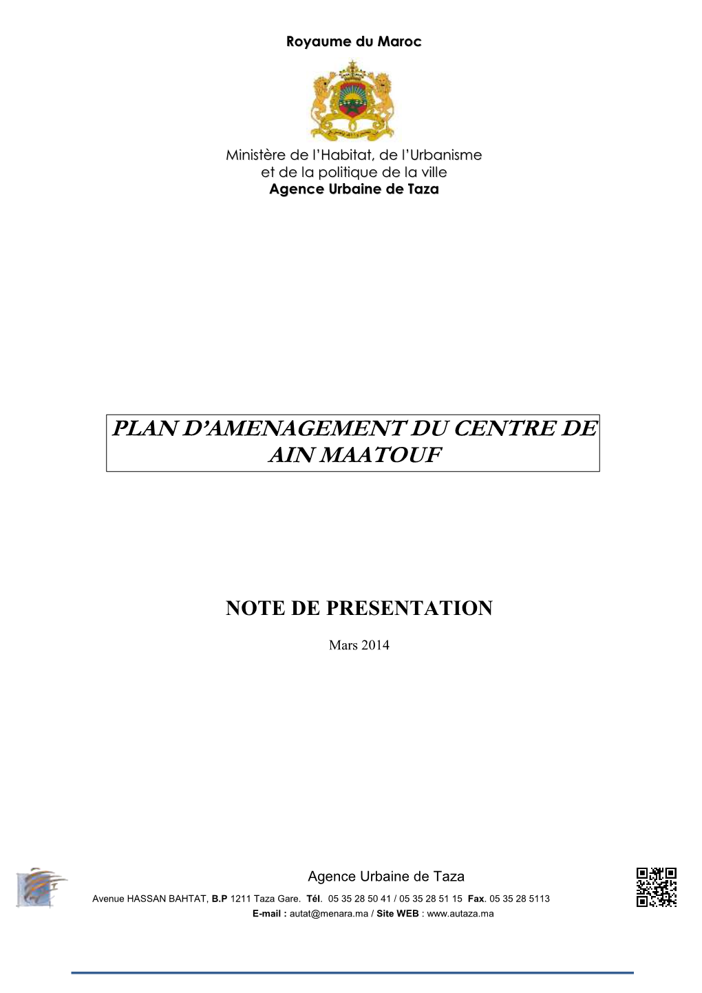 Plan D'amenagement Du Centre De Ain Maatouf