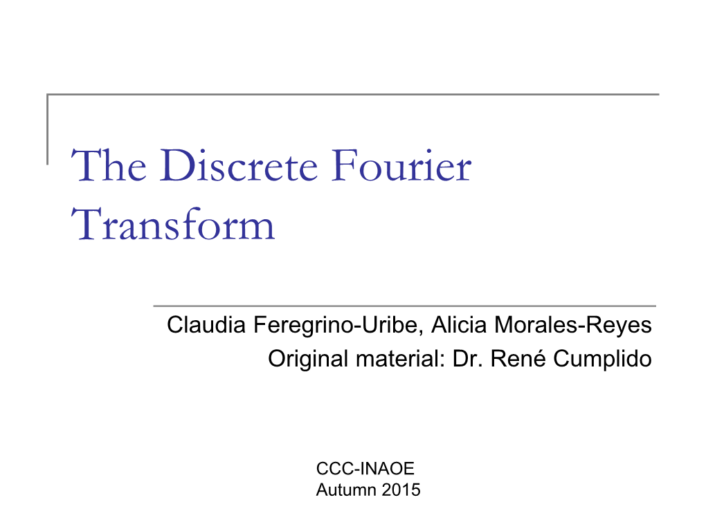 The Discrete Fourier Transform