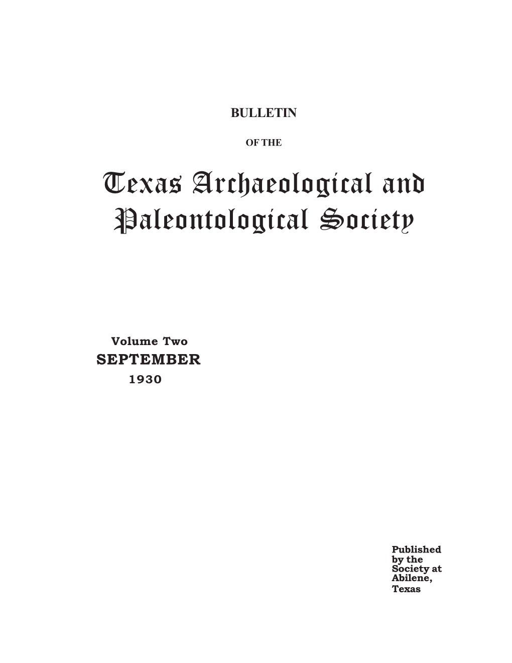 Texas Archaeological and Paleontological Society