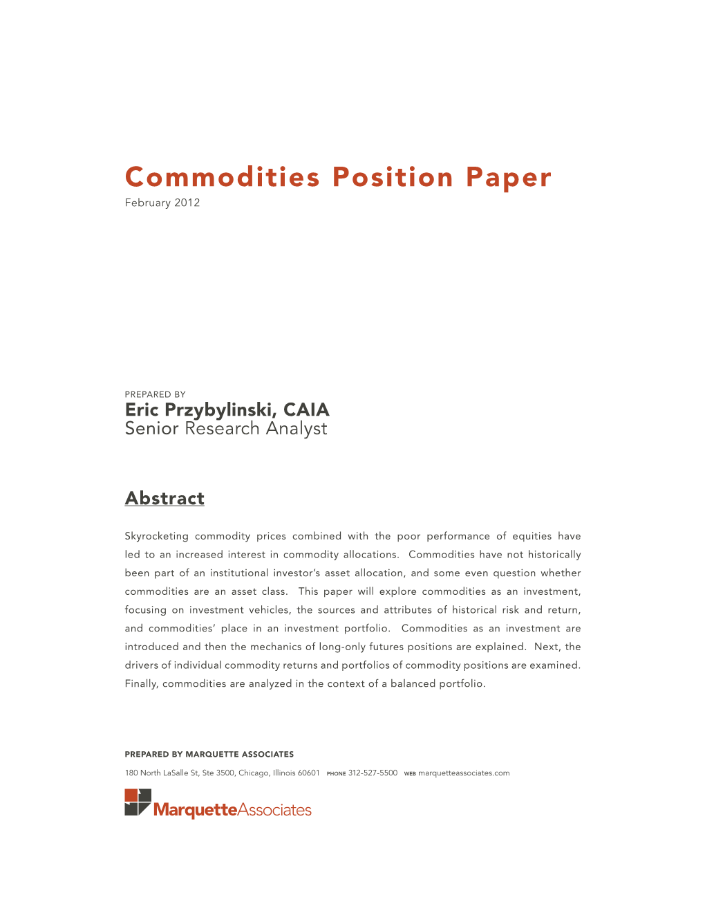 Commodities Position Paper February 2012