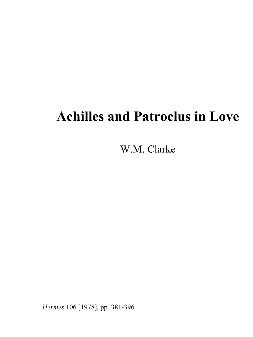 Achilles and Patroclus in Love