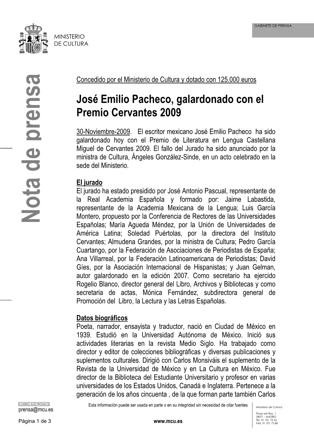 Premio Cervantes 09- Fallo-301109