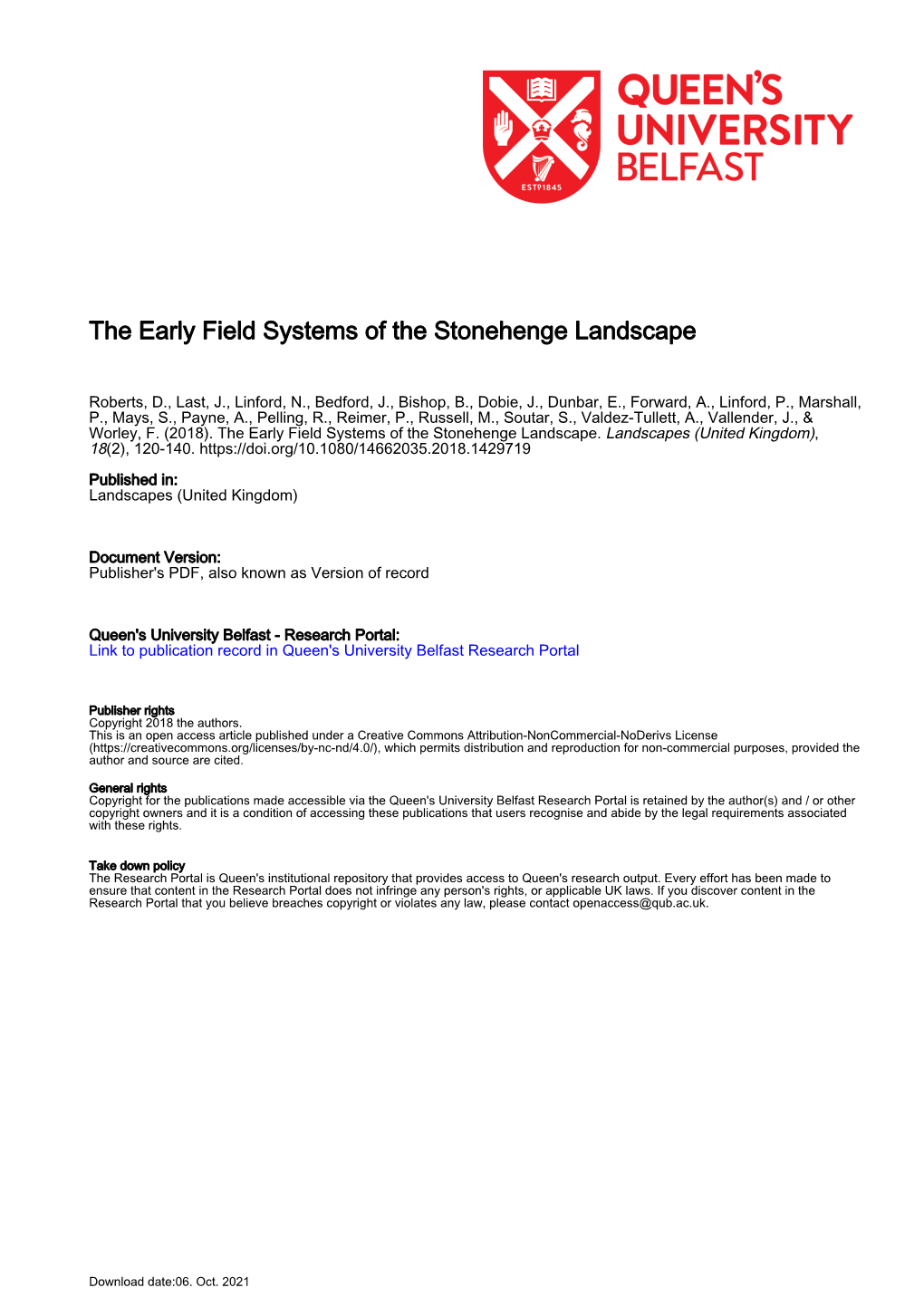 The Early Field Systems of the Stonehenge Landscape