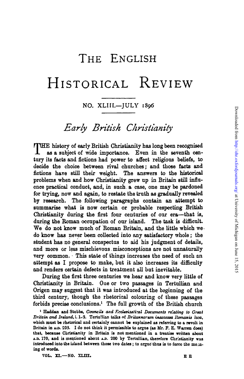 Early British Christianity FREE History of Early British Christianity Has Long Been Recognised JL As a Subject of Wide Importance
