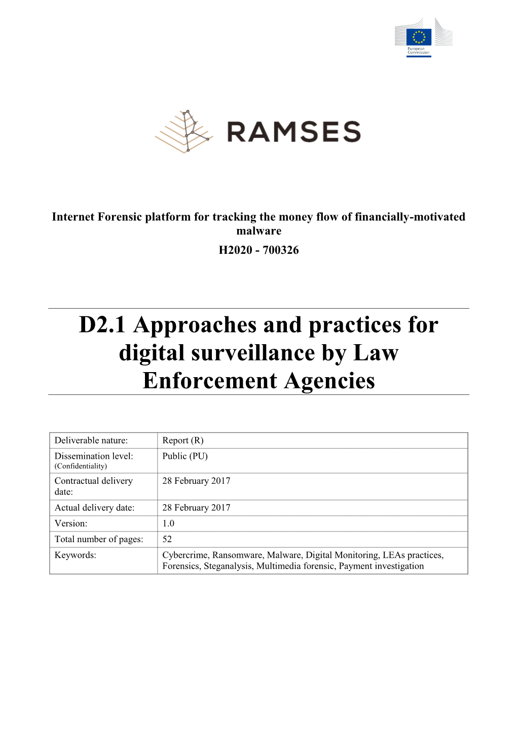D2.1 Approaches and Practices for Digital Surveillance by Law Enforcement Agencies
