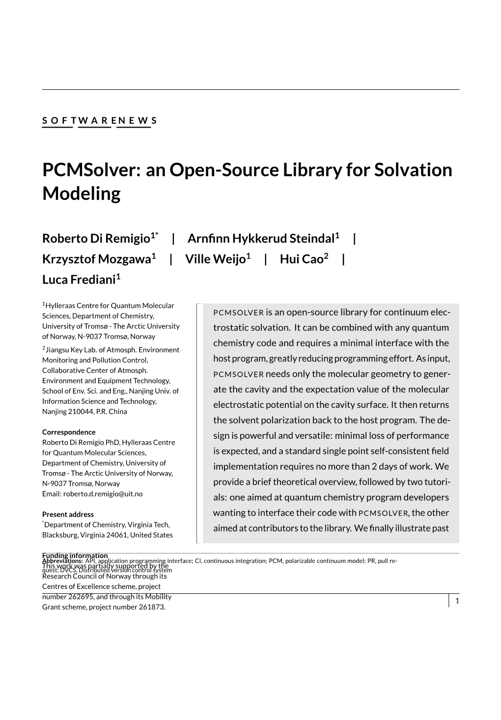 Pcmsolver: an Open-Source Library for Solvation Modeling