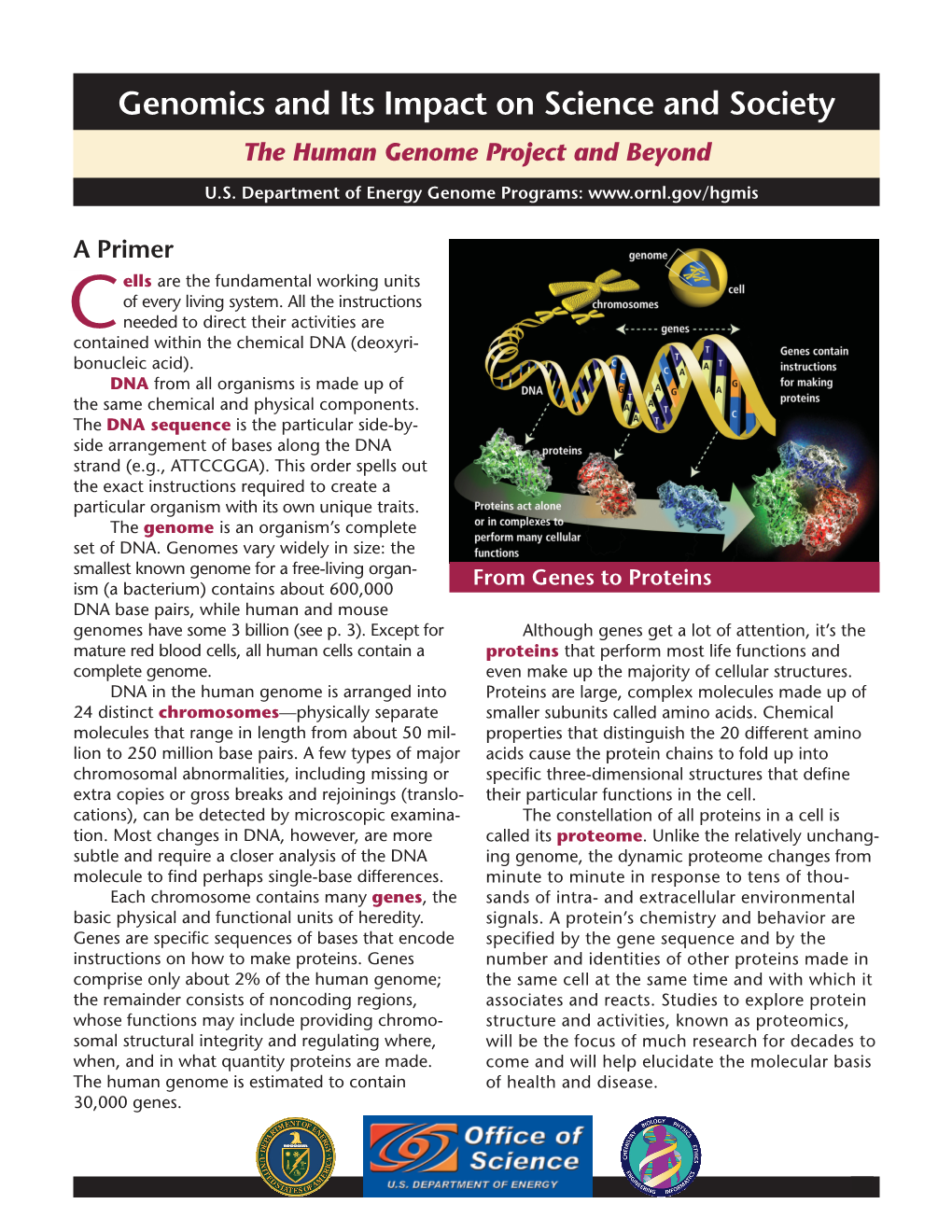 Genomics and Its Impact on Science and Society the Human Genome Project and Beyond