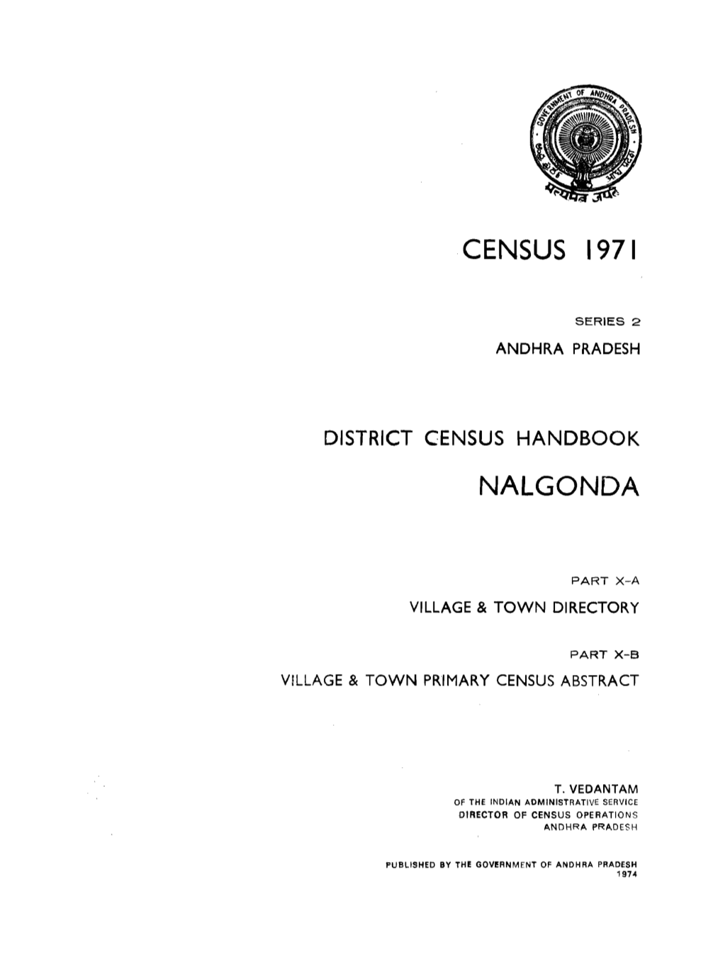 District Census Handbook, Nalgonda, Part X